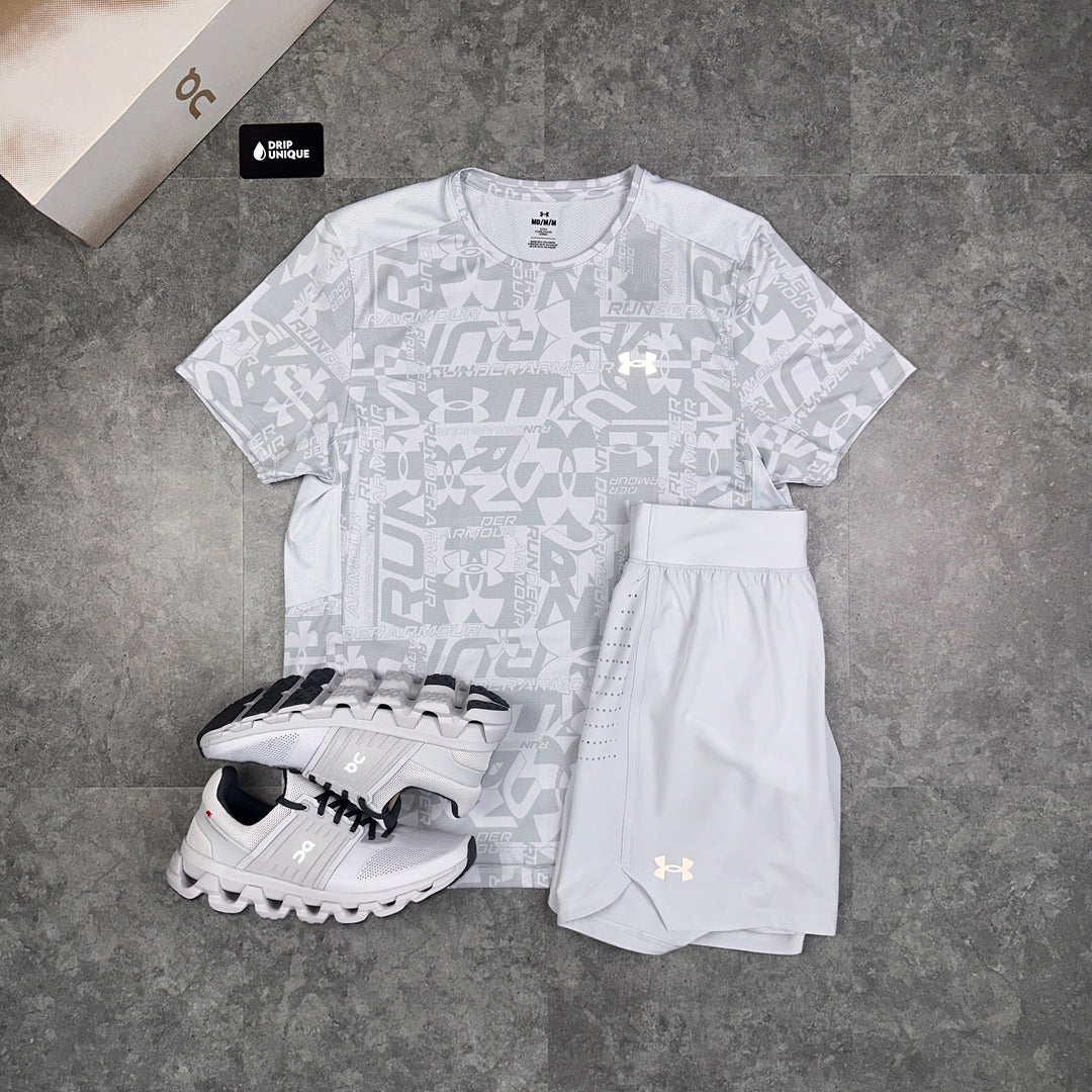 Under Armour Launch Speedpocket Shorts 7" Halo Grey, Mens Under Armour Shorts, dripuniqueuk