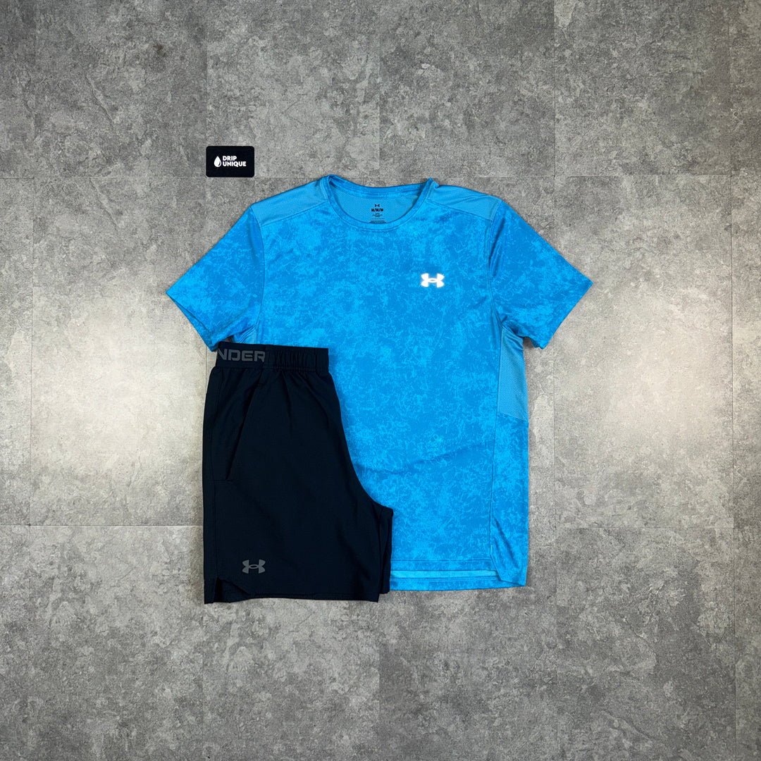 Under Armour Speed Stride T-Shirt Blue & Black Vanish Woven Shorts Set, under armour set, dripuniqueuk