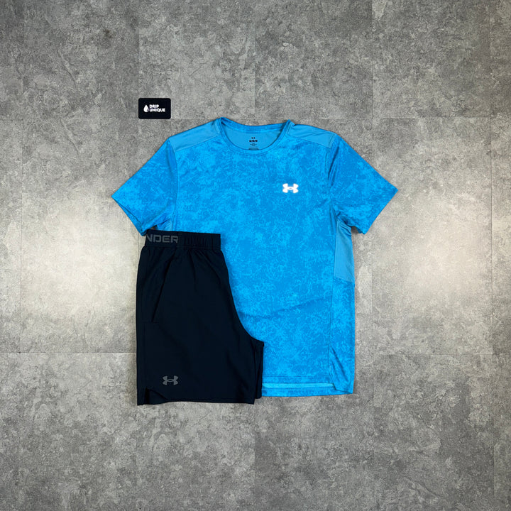 Under Armour Speed Stride T-Shirt Blue & Black Vanish Woven Shorts Set, under armour set, dripuniqueuk