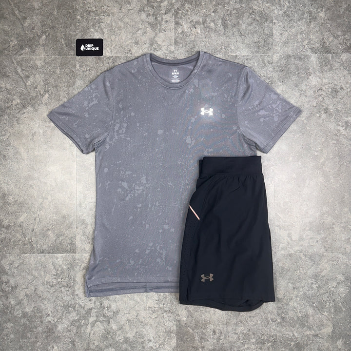 Under Armour Splash T-Shirt Grey & Launch Speedpocket Shorts Set, Under Armour Sets, dripuniqueuk
