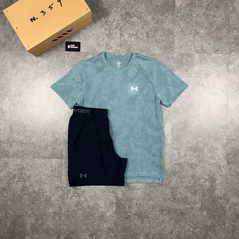 Under Armour Tech Camo T-Shirt Green & Black Vanish Shorts Set, under armour tshirt set, dripuniqueuk