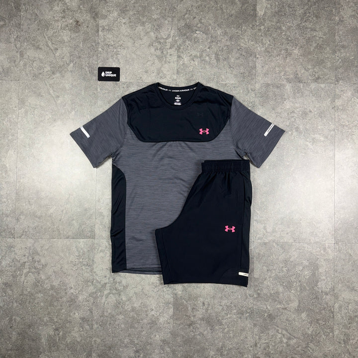 Under Armour Tech Utility T-Shirt Black / Pink & Black Tech Utility Shorts Set, under armour set, dripuniqueuk