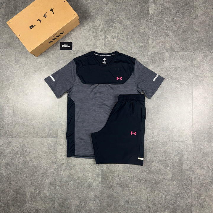 Under Armour Tech Utility T-Shirt Black / Pink & Black Tech Utility Shorts Set, under armour utility set, dripuniqueuk