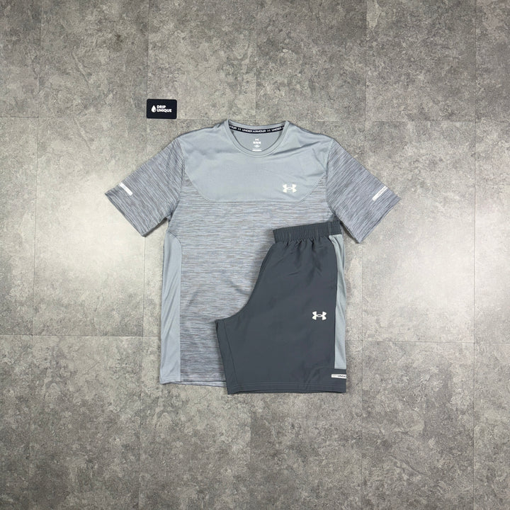 Under Armour Tech Utility T-Shirt Grey & Grey Tech Utility Shorts Set, under armour set, dripuniqueuk