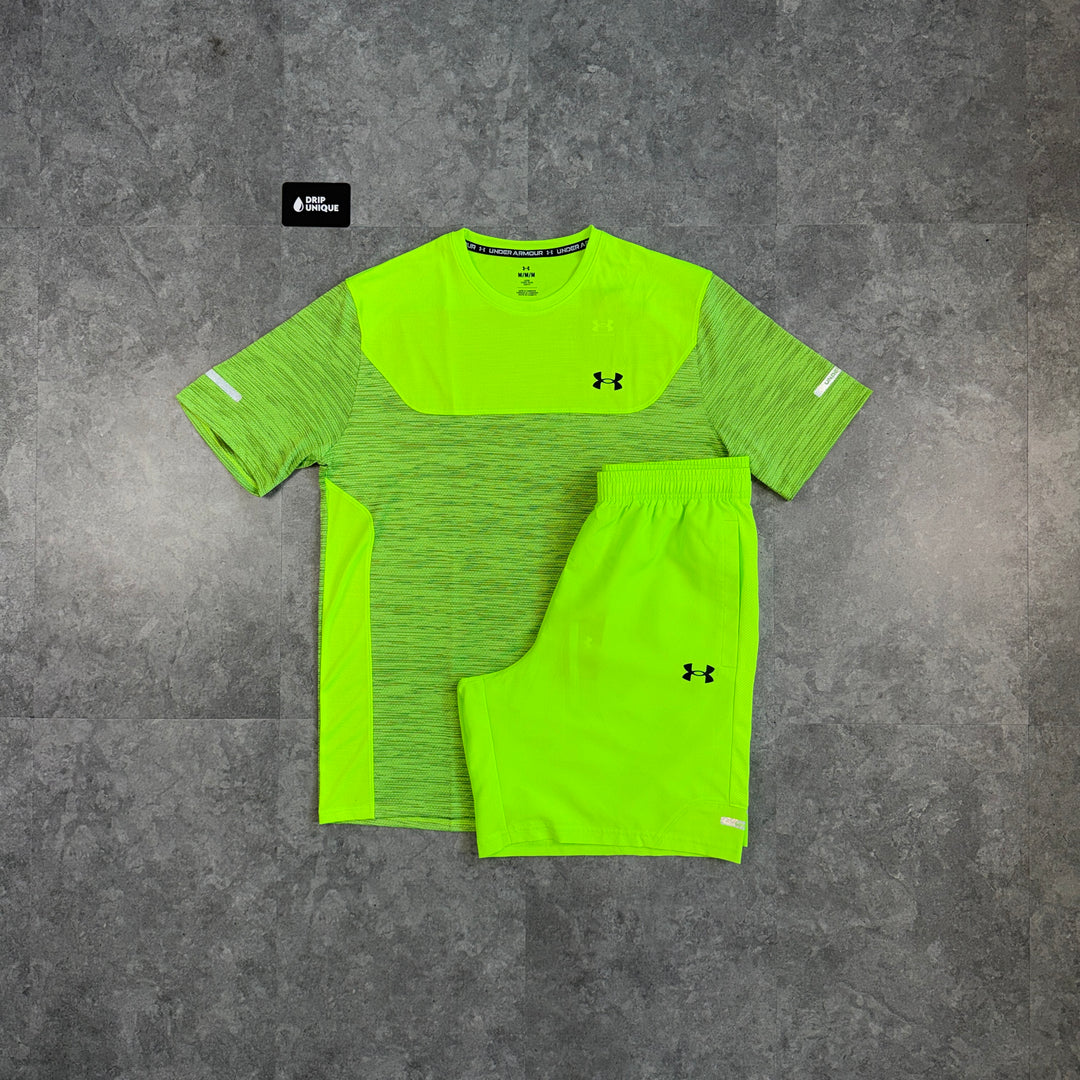 Under Armour Tech Utility T-Shirt Neon & Neon Tech Utility Shorts Set, under armour set, dripuniqueuk