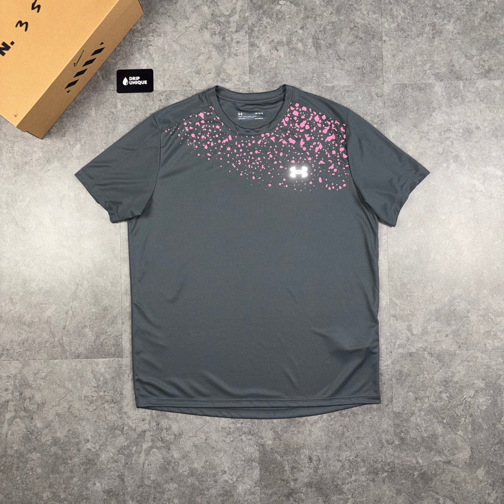 Under Speed Stride T-Shirt Grey/Pink, Under Armour T Shirts, dripuniqueuk