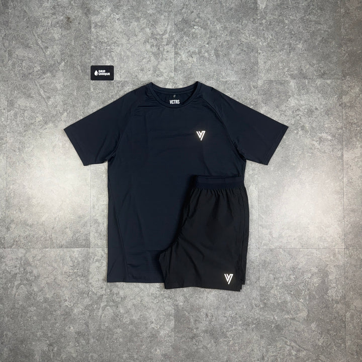 VCTRS Editor T-Shirt Black & Black Velum Shorts Set, vctrs set, dripuniqueuk