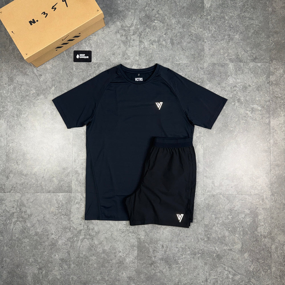 VCTRS Editor T-Shirt Black & Black Velum Shorts Set, vctrs tshirt set, dripuniqueuk