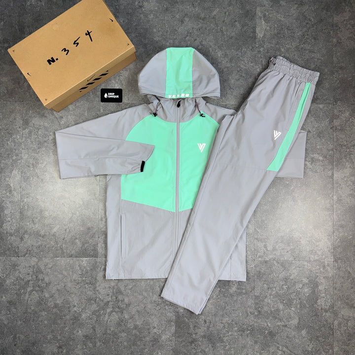 VCTRS Velum Windrunner Jacket Grey / Mint & Grey VCTRS Velum Pants Set, vctrs jacket set, dripuniqueuk