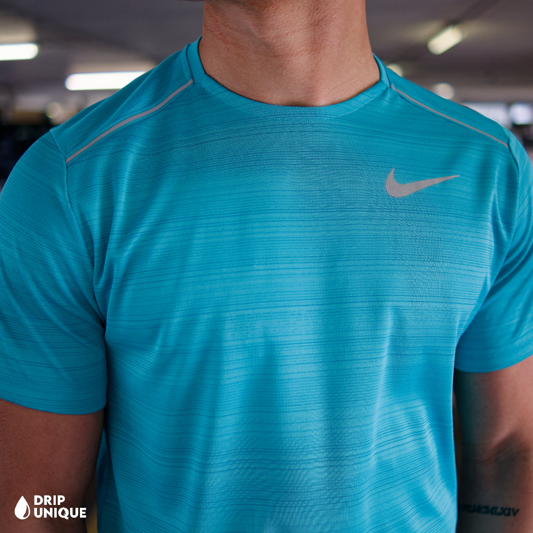 Nike Miler T Shirt Aqua Blue Black Flex Stride Shorts Set dripuniqueuk