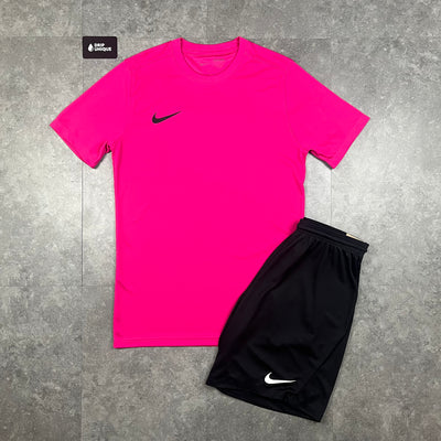 Nike Dri Fit T Shirt Hot Pink Black Dri Fit Shorts Set